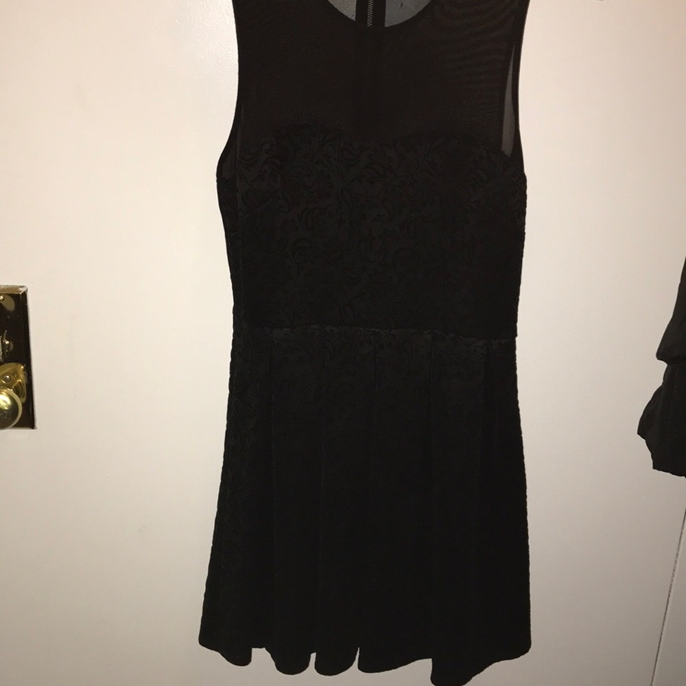 Forever 21 black dress with mesh back and pleats